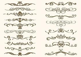 Satz dekorative lockige braune Ränder vektor