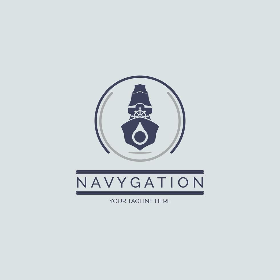 modelo de design de logotipo de ponto de pino de navio de navegação para marca ou empresa e outros vetor