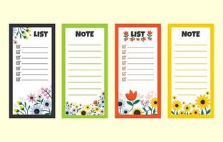 conjunto de coleção de caderno floral fofo vetor