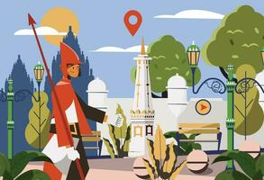 yogyakarta turismo e viagem gráfico ilustração vetor