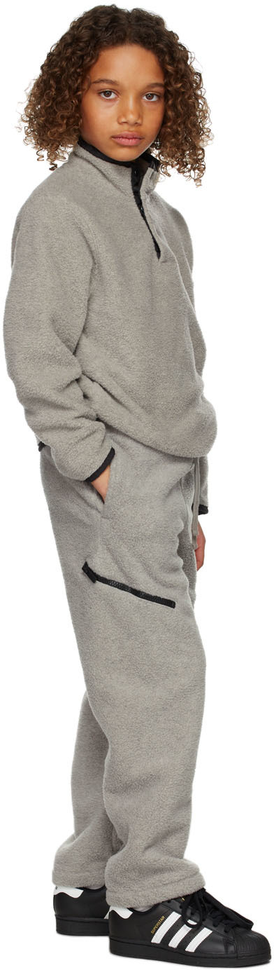 Essentials Kids Gray Fleece Lounge Pants In Dark Oatmeal