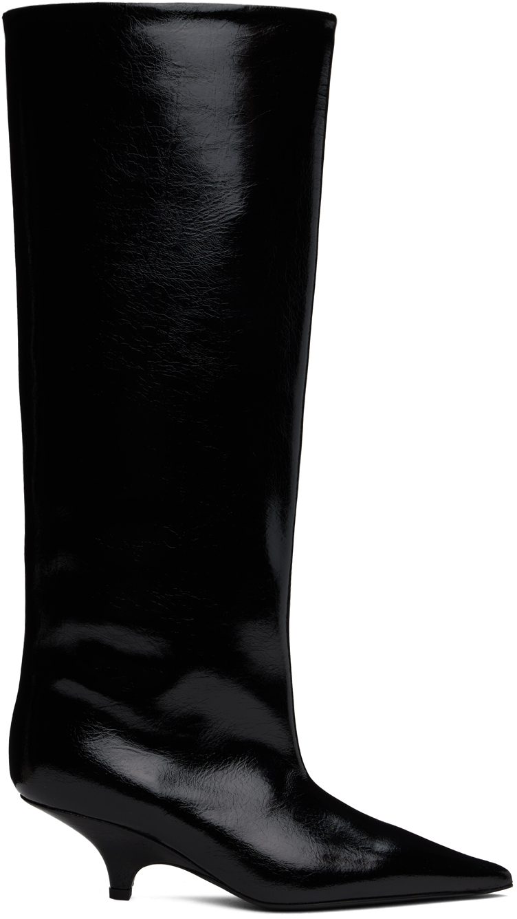 Shop Totême Black 'the Wedge-heel' Boots In Black 001