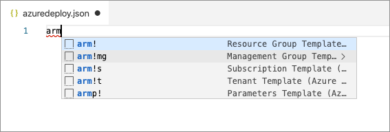 Image showing the arm template scaffolding snippet