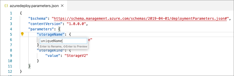 Image showing the rename parameter dialoug