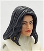 Female Head: "CHRISTINA" LIGHT-TAN (Asian) Skin Tone with 2 (TWO) BLACK Hair Pieces (LONG AND MEDIUM Length) Deluxe Set - 1:18 Scale MTF Valkyries Accessory for 3-3/4" Action Figures