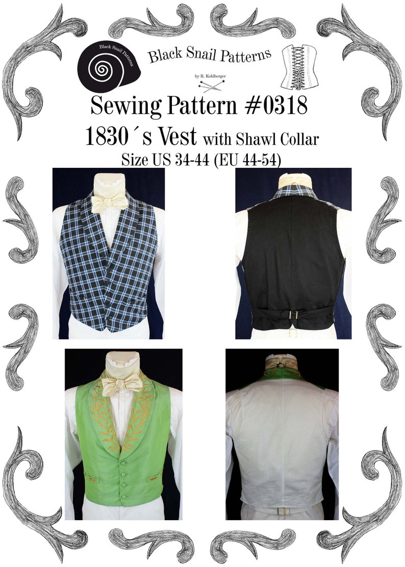 Victorian Blouses, Tops, Shirts, Vests, Sweaters     Romantic and Victorian Vest 1830 Sewing Pattern #0318 Size US 34-56 (EU 44-66) PDF Download  AT vintagedancer.com