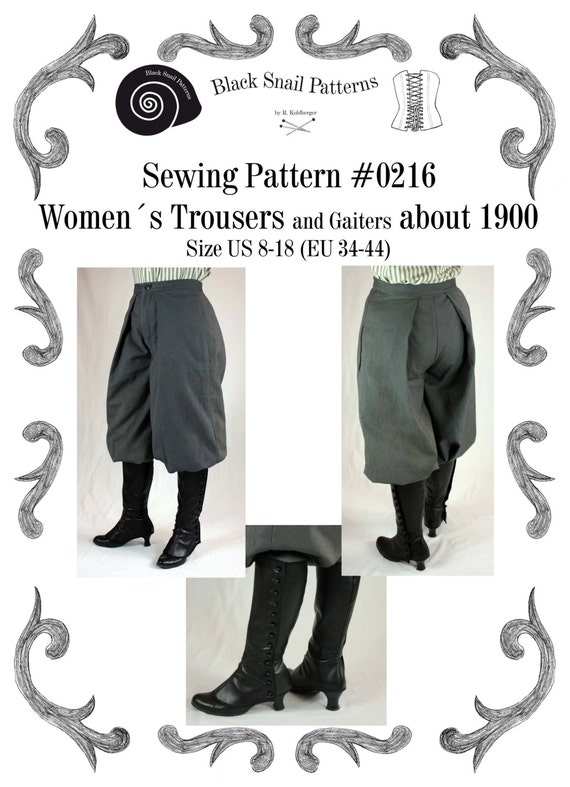 Victorian Clothing, Costumes & 1800s Fashion 1890 Edwardian Womens Trousers and Gaiters about 1900 #0216 Size US 8-30 (EU 34-56) Pdf Download $6.03 AT vintagedancer.com