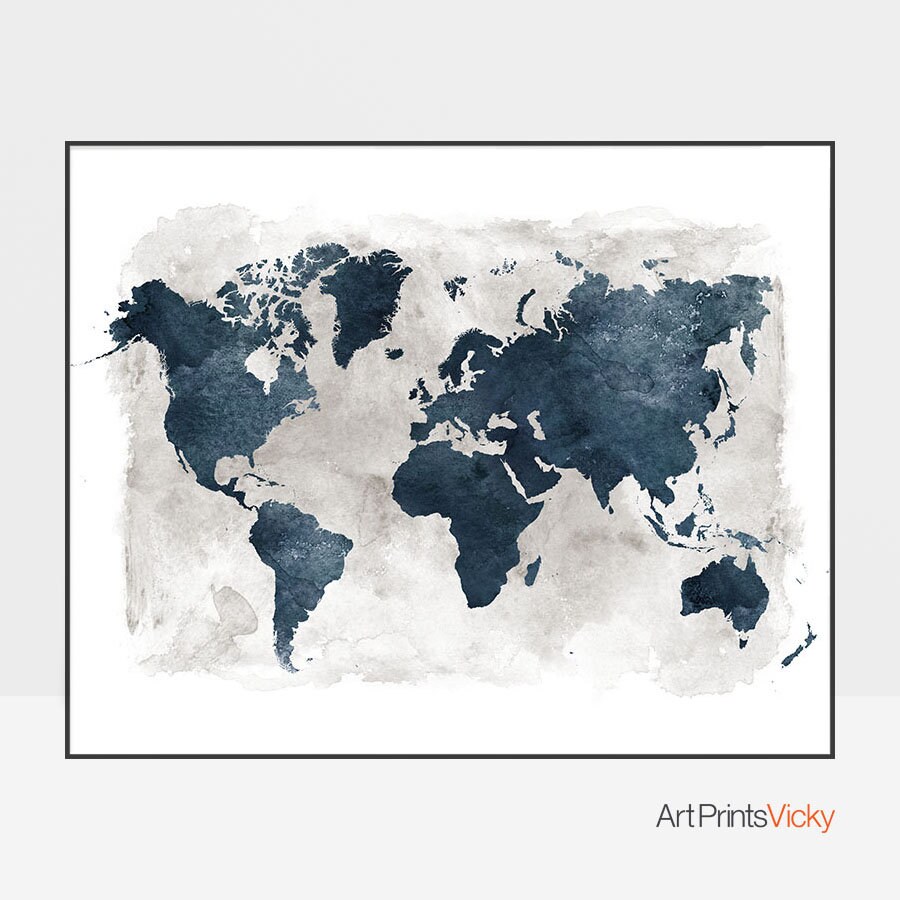 World map art World map poster world map wall art Map | Etsy