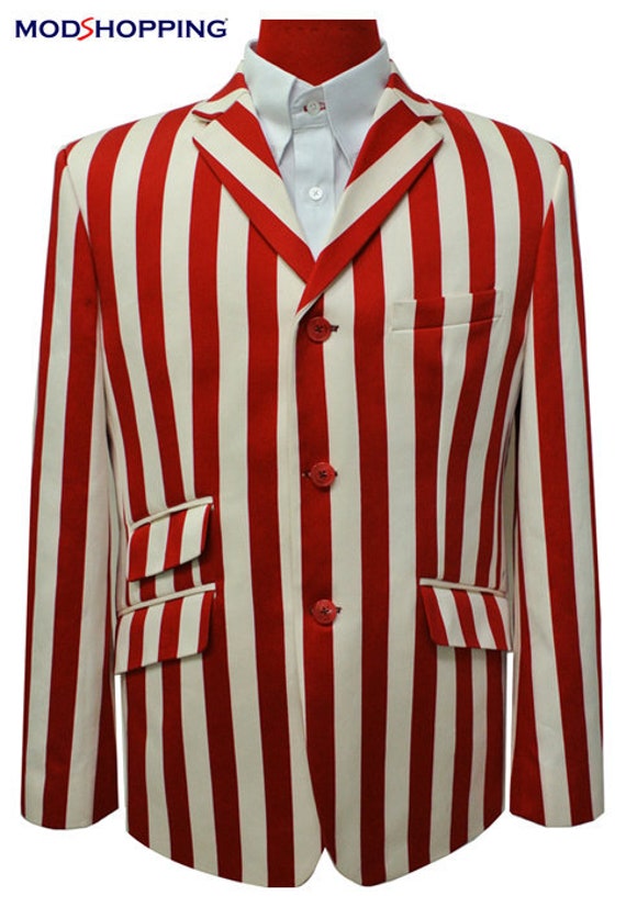 60s Fancy Dress and Quality Clothing 1960s UK Boating jacket | 60S Red Stripe Boating Blazer $189.97 AT vintagedancer.com