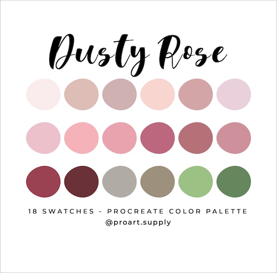 DUSTY ROSE PROCREATE Color Palette Hex Codes Pink, Purple, Red, Green for  iPad Digital Illustration Swatches - Etsy