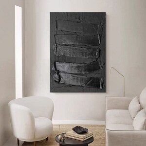 Black Wall Art Black Plaster Art Black Abstract Art Black 3D Textured ...