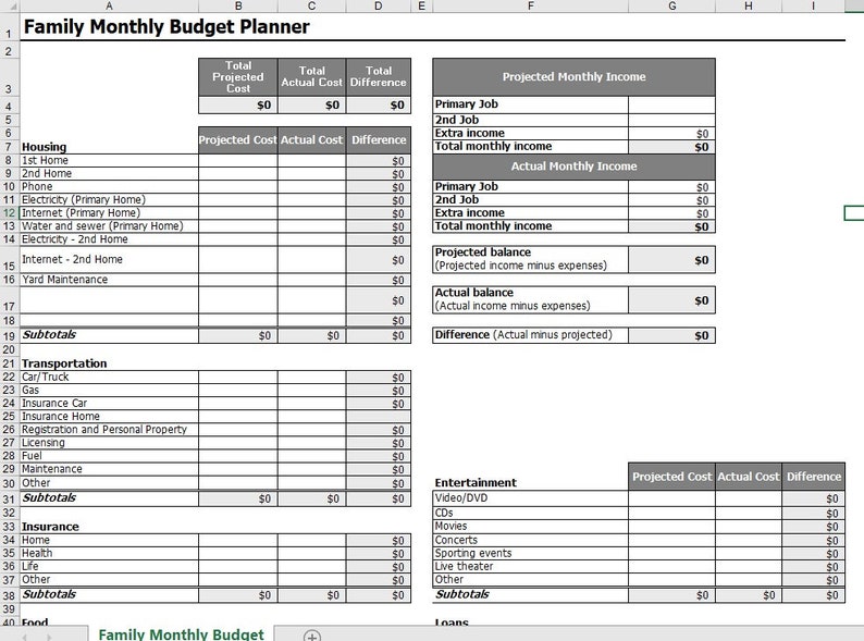 Family Budget Planner Simple - Etsy