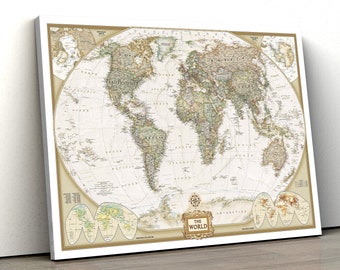 Detailed World Map Atlas Large Poster Art Print Gift A0 A1 A2 | Etsy UK