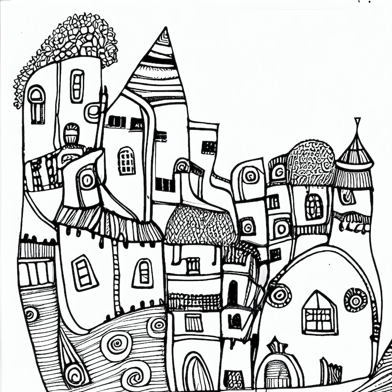 Hundertwasser Coloring Pages Unleash Your Creativity With 22 - Etsy UK