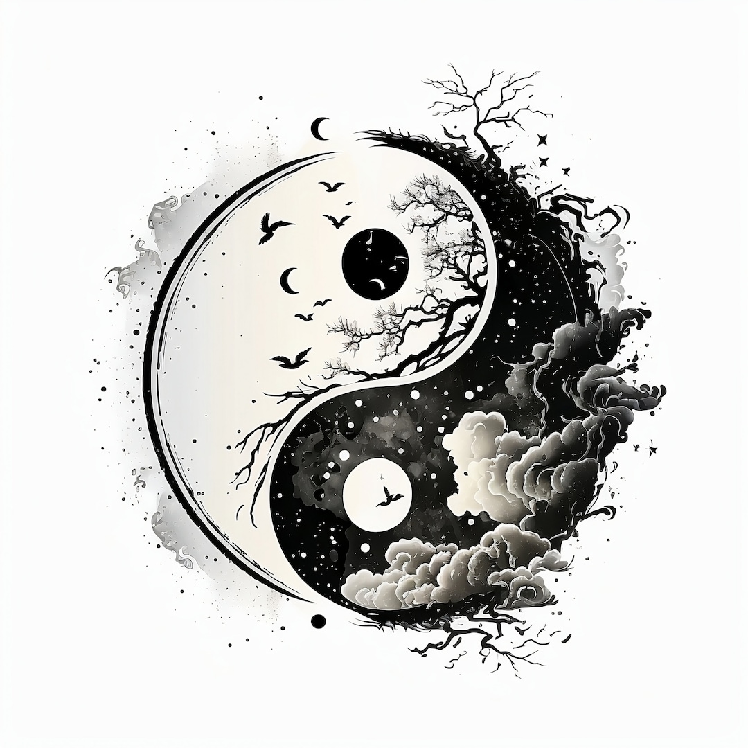 Yin Yang Tattoo Design White Background PNG File Download High ...