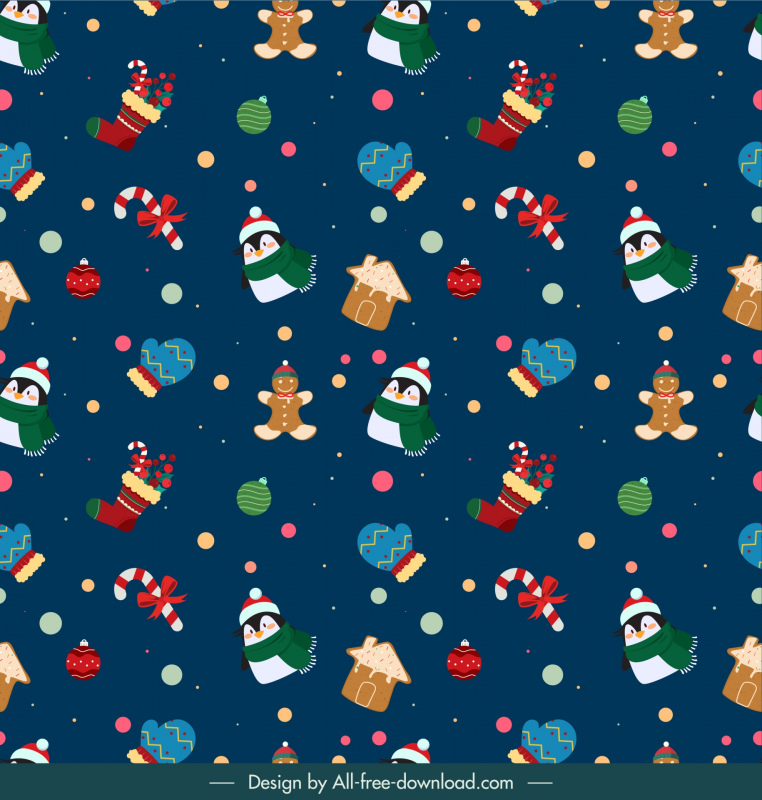 blue christmas pattern template cute xmas elements repeating 