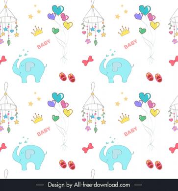 baby seamless pattern template cute flat symbol elements