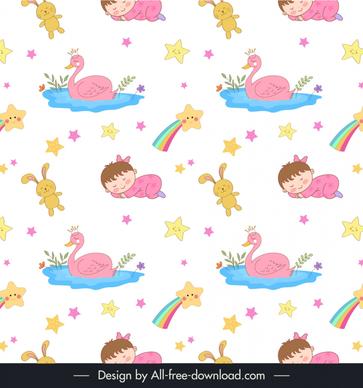 baby seamless pattern template repeating cute cartoon design 