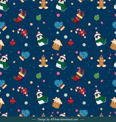 blue christmas pattern template cute xmas elements repeating