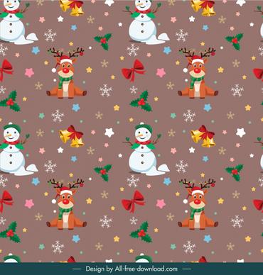 christmas pattern template cute snowman deer bell