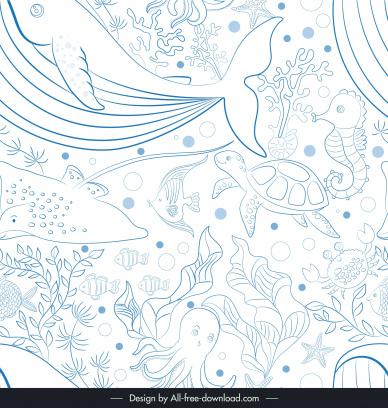 ocean pattern seamless species outline  