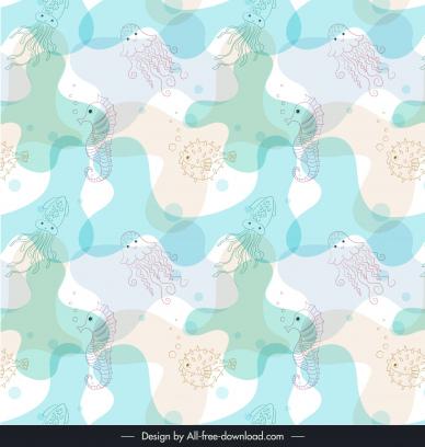 seamless pattern of fish tempalte repeating blurred