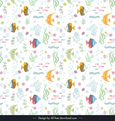 summer duotone pattern template repeating flat ocean elements cartoon