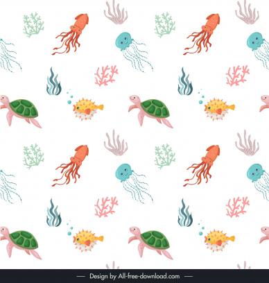  summer ocean pattern cute repeating cartoon species 