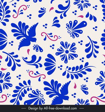 talavera pattern template elegant flat leaf flora bird 