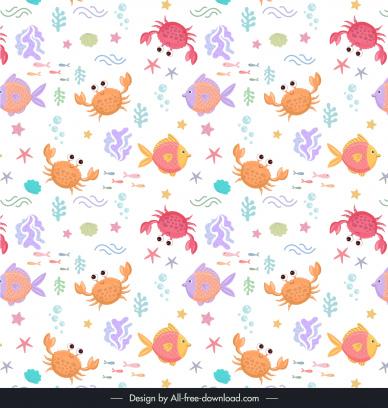 tropical fish seamless pattern template elegant flat repeating