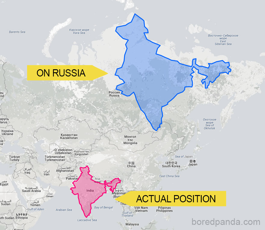 True To Scale World Map - United States Map