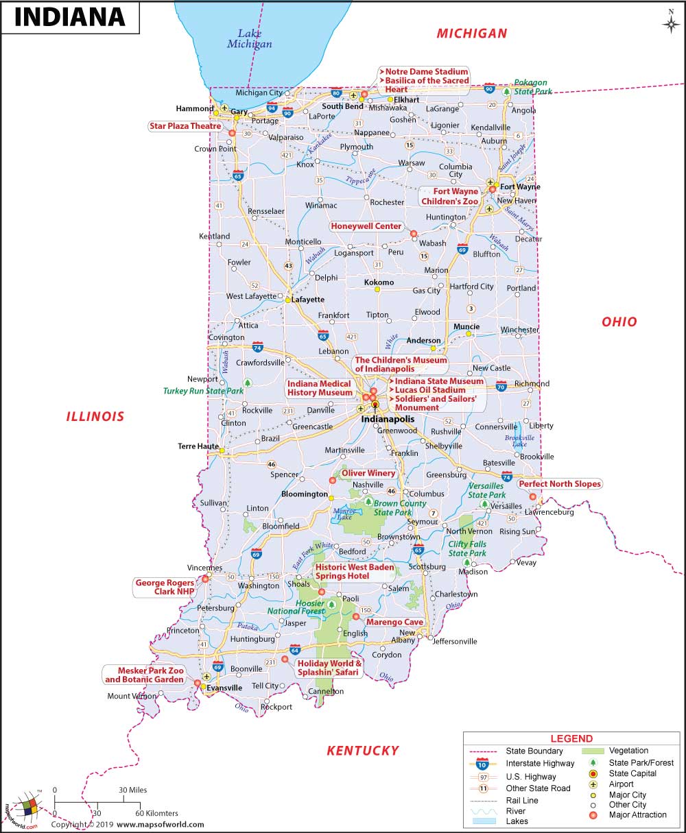 Indiana Map, Map of Indiana (IN)