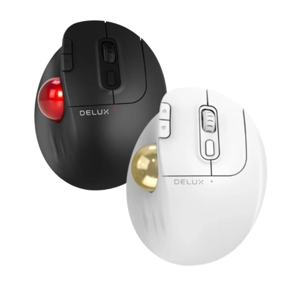 Delux MT1 DB Bluetooth and 2.4 GHz Wireless Ergonomic Trackball Optica ...