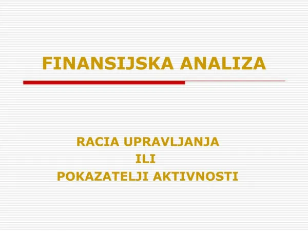 FINANSIJSKA ANALIZA