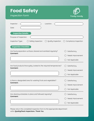 Free  Template: Green Inspection Form Template