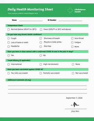 Free  Template: Health Survey Form Template