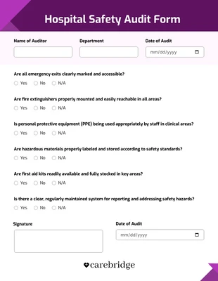 business interactive Template: Purple and White Modern Safety Audit Form