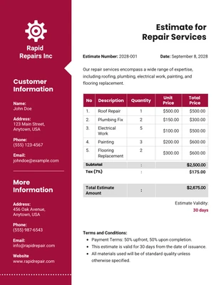 premium  Template: Estimation de réparation moderne minimaliste marron et blanc