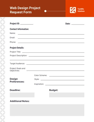 Free  Template: Web Design Form Template