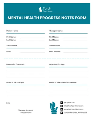 business  Template: Mental Health Progress Note Form Template