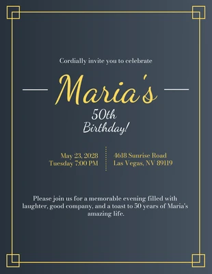 Free  Template: Black And Yellow Gradient Modern Minimalist Celebrate 50th Birthday Invitation (Invitation à célébrer le 50e anniversaire)