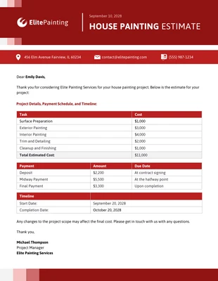 business  Template: Modèle d'estimation de peinture de maison