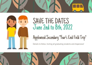 Free  Template: Save the Date Invitation à la sortie scolaire