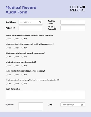 premium interactive Template: Simple Purple Audit Form