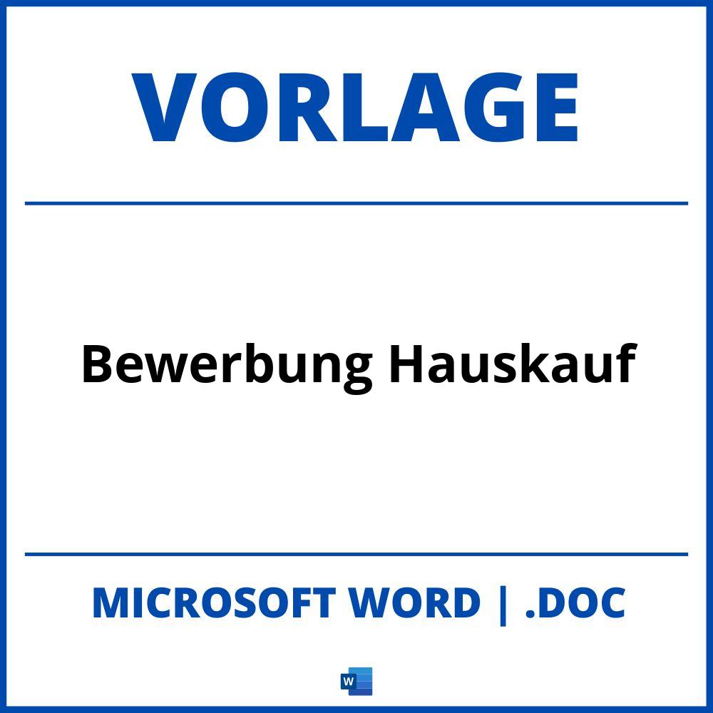 Bewerbung Hauskauf Vorlage