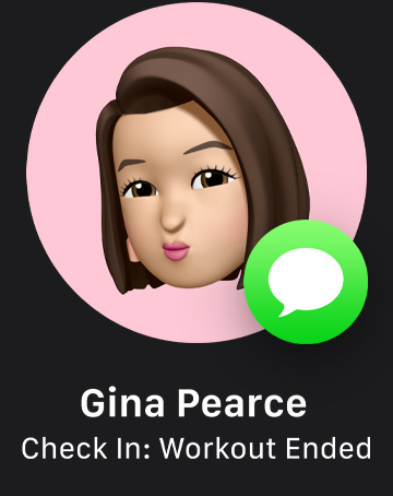 A memoji with Messages icon indicating Check In