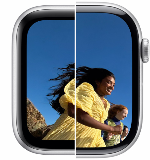 Összehasonlítás az Apple Watch Series 10 és az Apple Watch Series 4, 5, 6, és SE kijelzőméretei között.