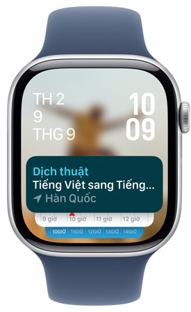 Màn hình Apple Watch hiển thị tiện ích ứng dụng Dịch Thuật trong Ngăn Xếp Thông Minh.