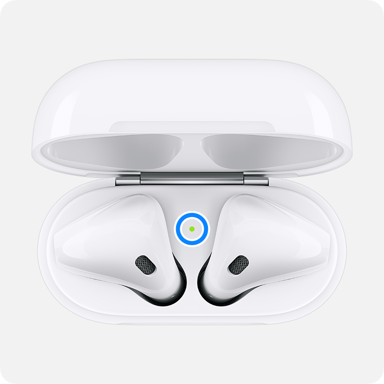 Indikátor stavu pod krytom nabíjacieho puzdra Lightning na slúchadlá AirPods 1 a AirPods 2.