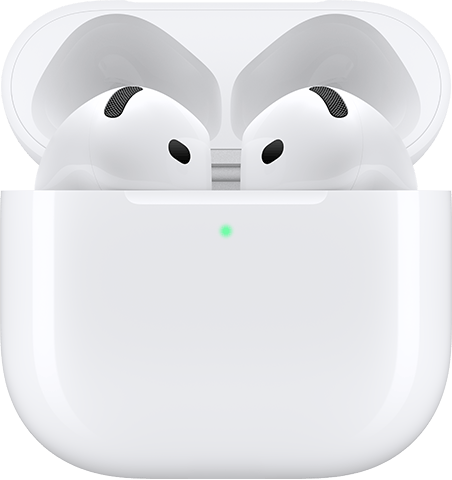 AirPods 4 in charging case with lid open